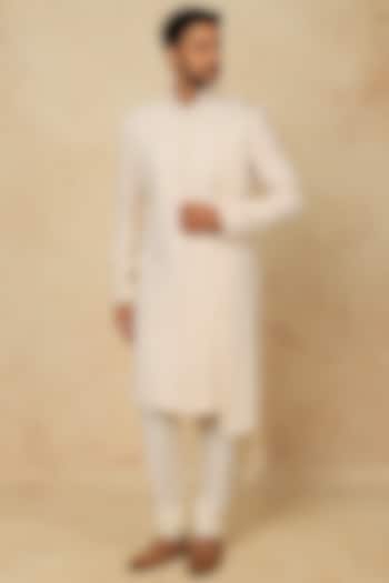 Pearl White Embroidered Sherwani Set by Vanshik