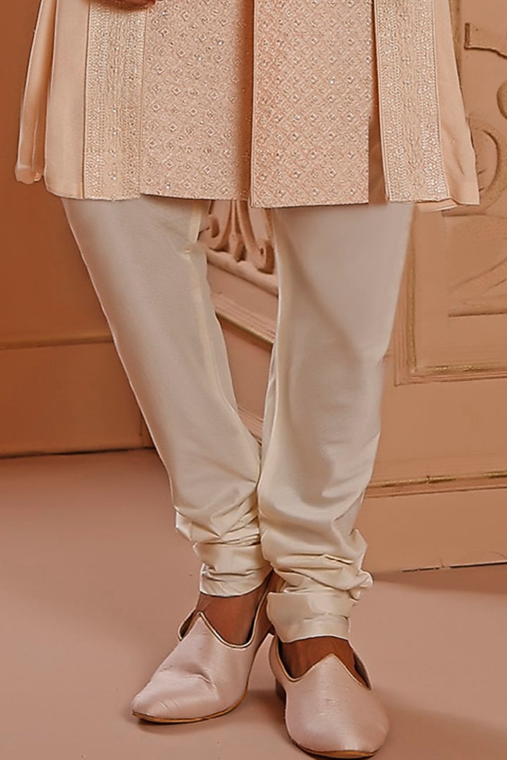 Blush Pink Silk Hand Embroidered Groom Sherwani Set by Vanshik at Pernia's Pop Up Shop