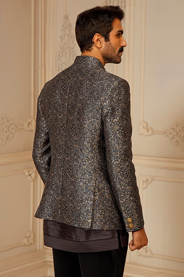 Grey Pashmina Blend Jodhpuri Set by Vanshik at Pernia's Pop Up Shop