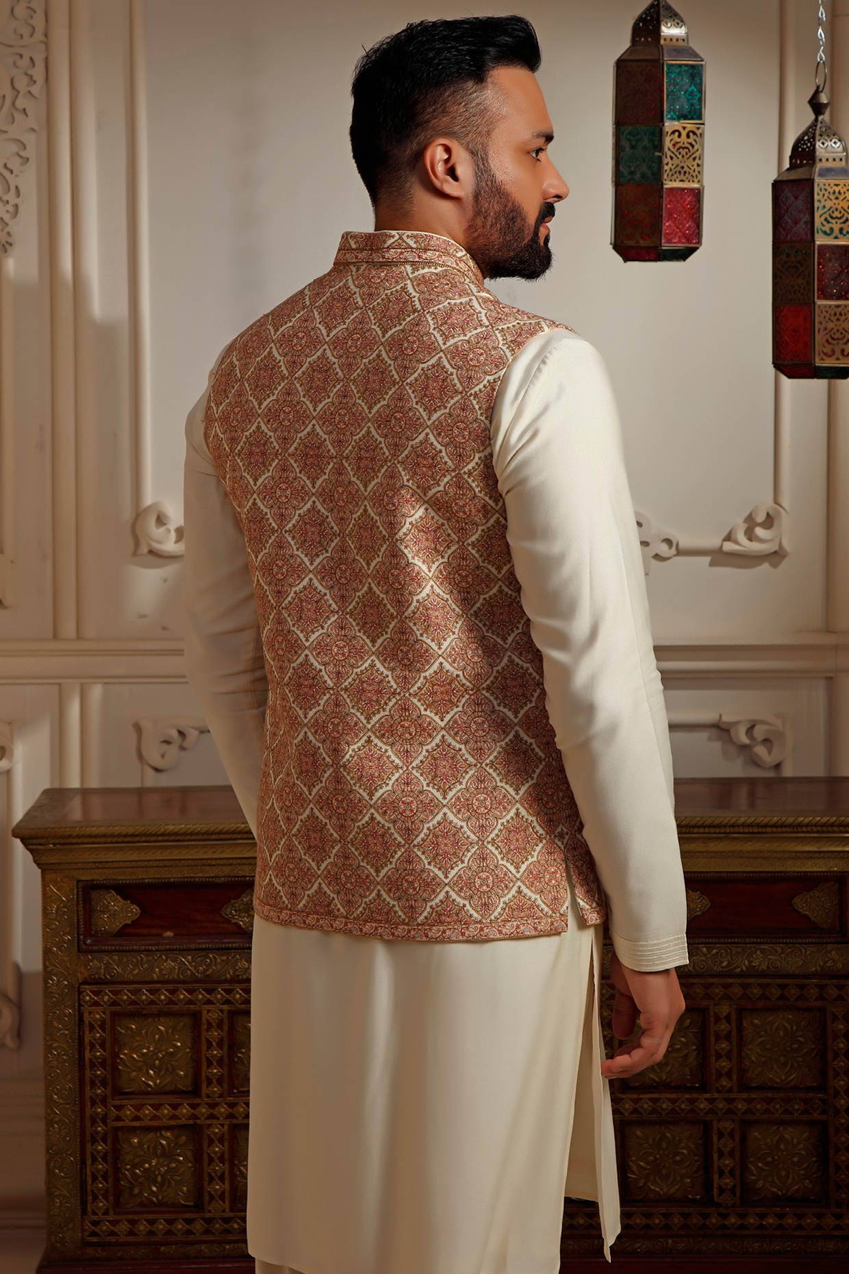 Formal kashmiri jamawar long jacket | Kasbah men