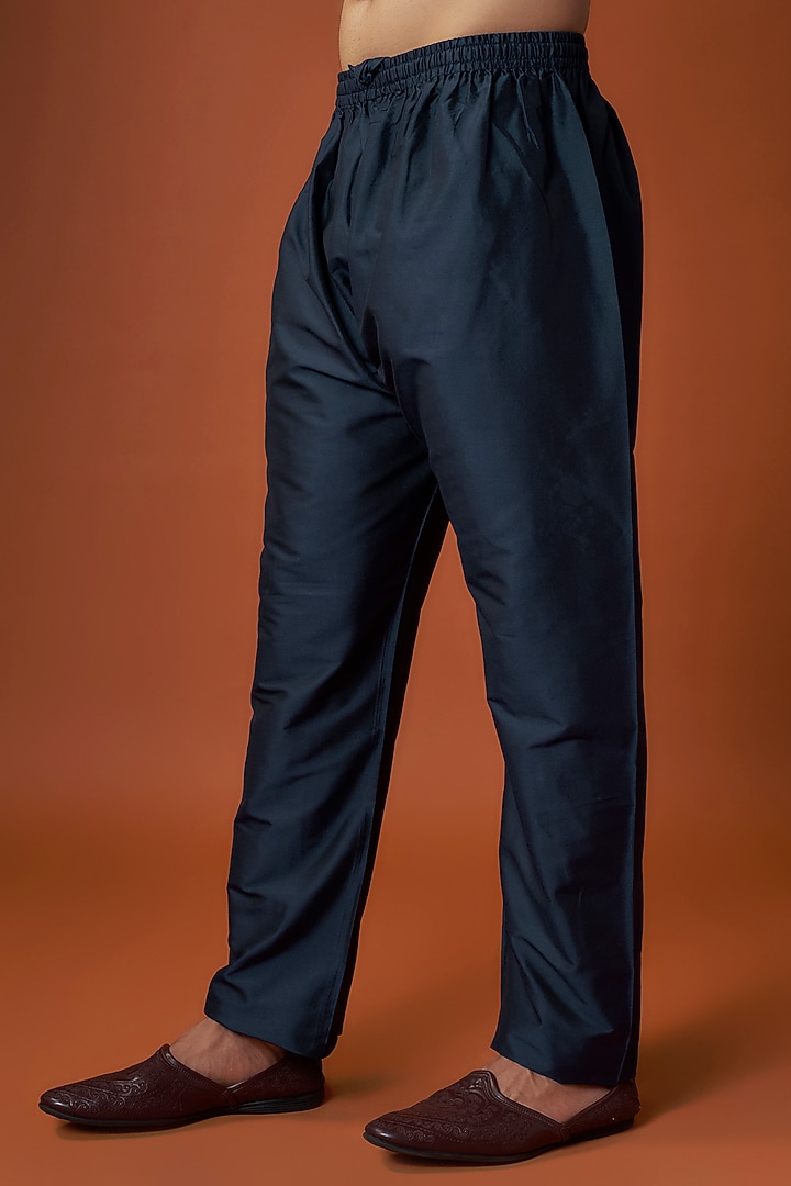 Blue Soft Silk Pintuck Bundi Jacket Set by Vanshik at Pernia's Pop Up Shop