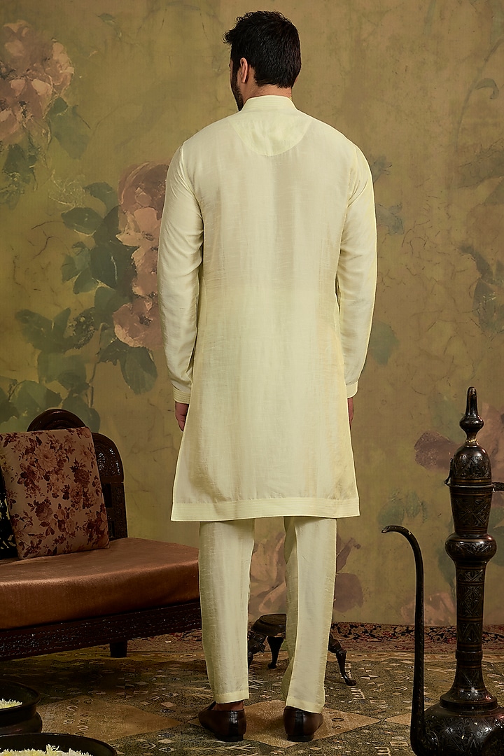 Mint Silk Embroidered Bundi Jacket Set by Vanshik at Pernia's Pop Up Shop