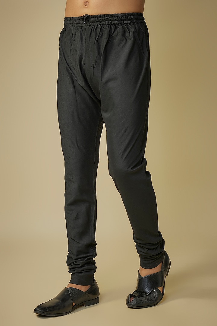 Black Silk Kurta Set by Vanshik at Pernia's Pop Up Shop