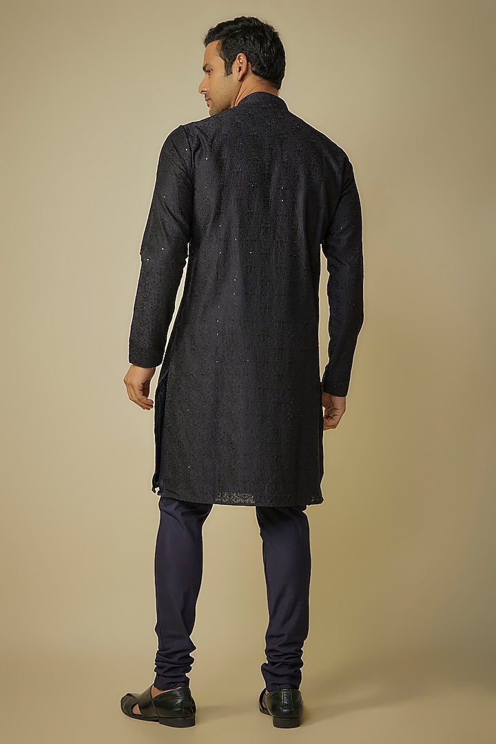 Blue Silk Kurta Set by Vanshik at Pernia's Pop Up Shop