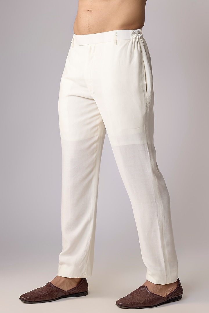 Cream Silk Nehru Jacket Set by Vanshik at Pernia's Pop Up Shop