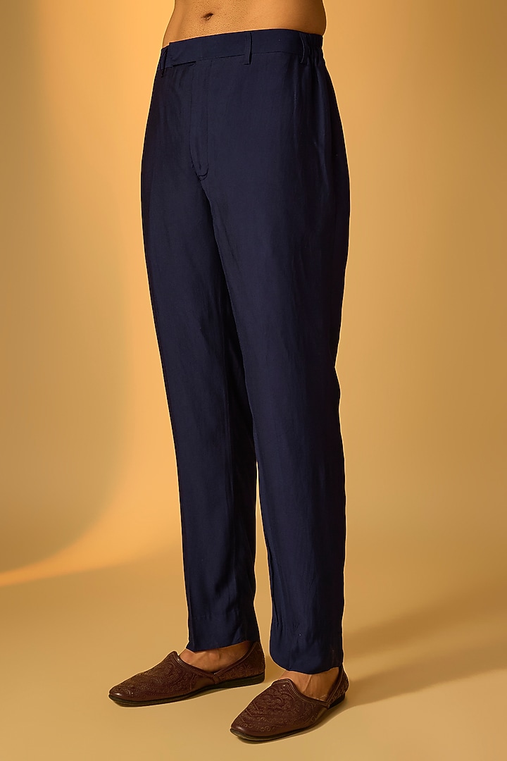 Blue Silk Kurta Set by Vanshik at Pernia's Pop Up Shop