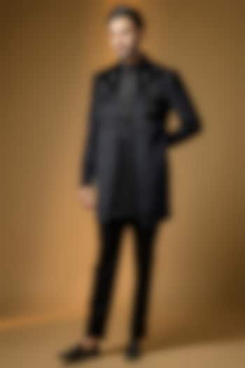 Black Velvet Wedding Indowestern Set by Vanshik at Pernia's Pop Up Shop