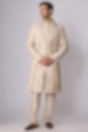 Gold Silk Groom Sherwani Set by Vanshik at Pernia's Pop Up Shop