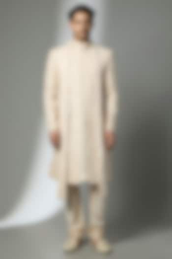 Blush Pink Silk Groom Sherwani Set by Vanshik at Pernia's Pop Up Shop