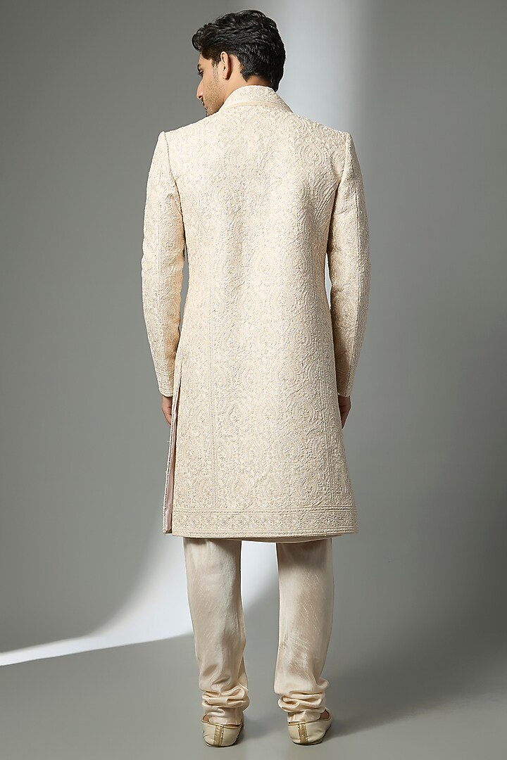 Blush Pink Silk Groom Sherwani Set by Vanshik at Pernia's Pop Up Shop