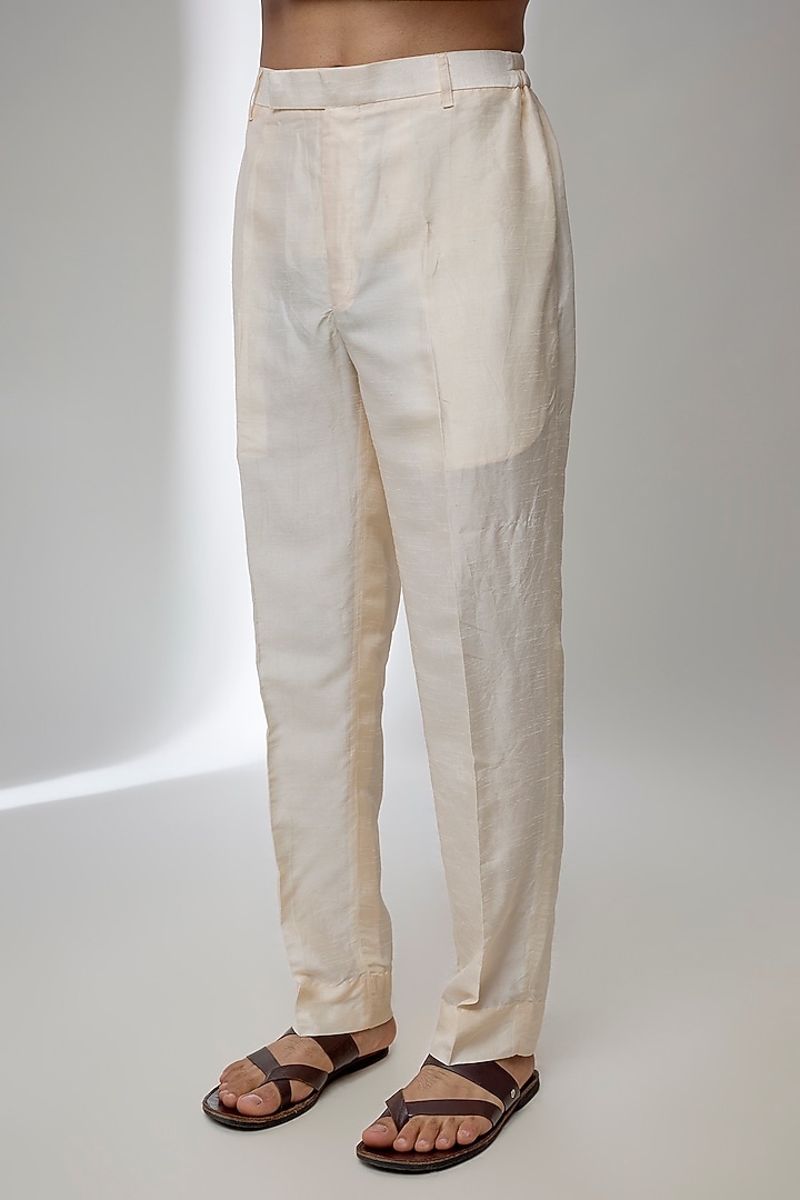 Pearl-Colored Silk Pants by Vanshik at Pernia's Pop Up Shop
