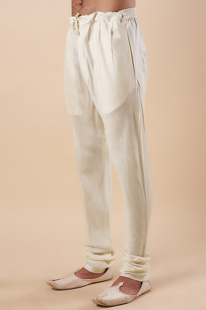 Cream Silk Floral Embroidered Groom Sherwani Set by Vanshik at Pernia's Pop Up Shop