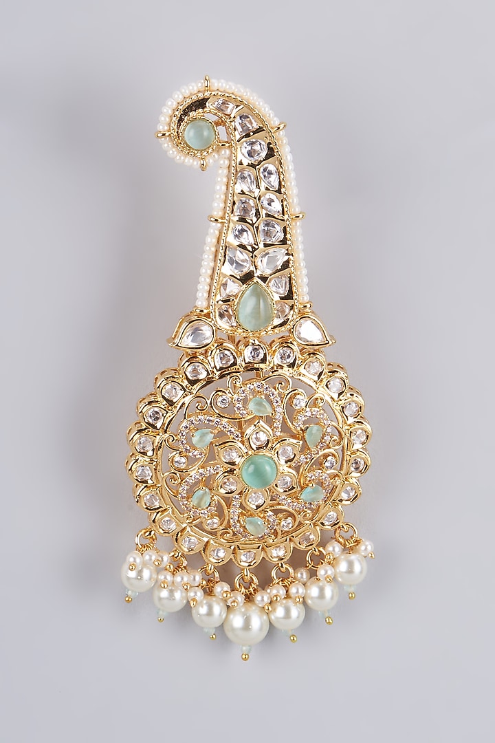 Gold Finish Kundan Polki & Pearl Kilangi by Vanshik at Pernia's Pop Up Shop