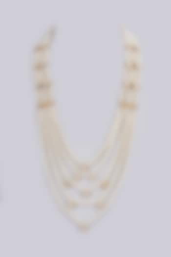 Gold Finish Kundan Polki & Glass Pearl Mala by Vanshik at Pernia's Pop Up Shop