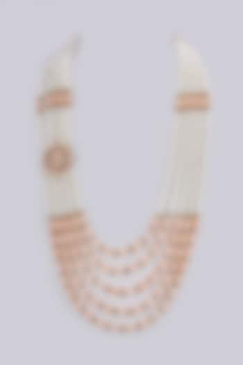 Gold Finish Kundan Polki & Glass Pearl Mala by Vanshik