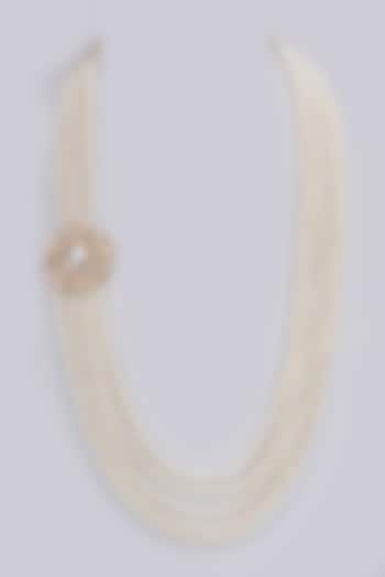 Gold Finish Kundan Polki & Glass Pearl Mala by Vanshik
