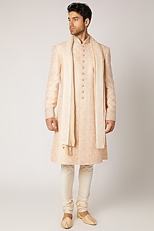 Beige Embroidered Sherwani Set Design by Vanshik at Pernia's Pop Up ...