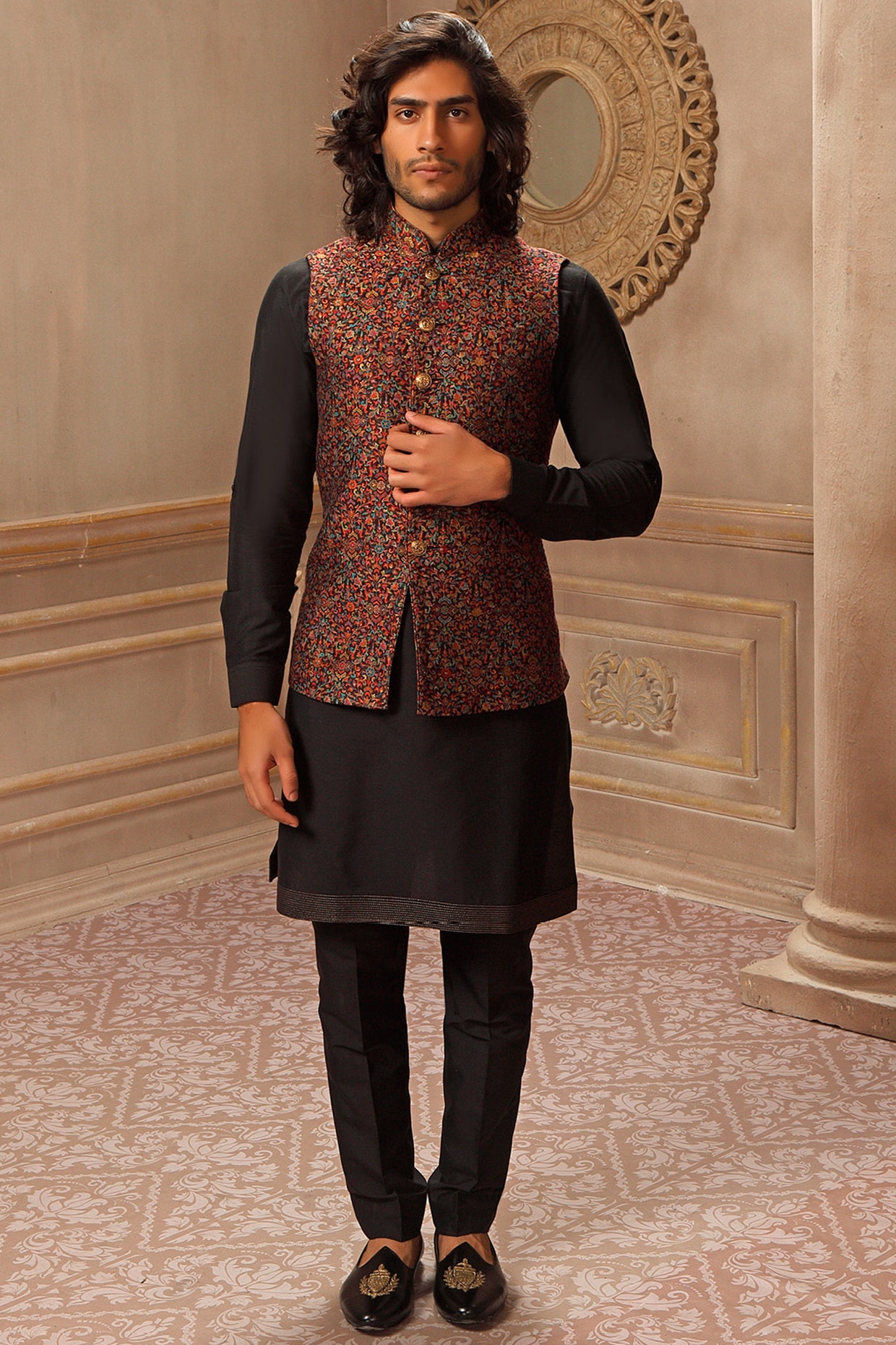 black kurta coat