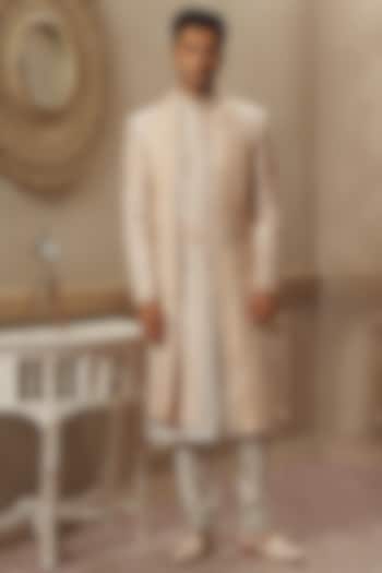 Pink Hand Embroidered Groom Sherwani Set by Vanshik at Pernia's Pop Up Shop