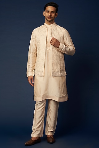 Blush Pink Embroidered Indowestern Set by Vanshik
