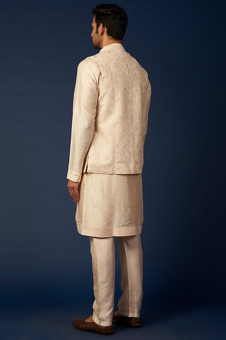 Blush Pink Embroidered Wedding Indowestern Set by Vanshik at Pernia's Pop Up Shop