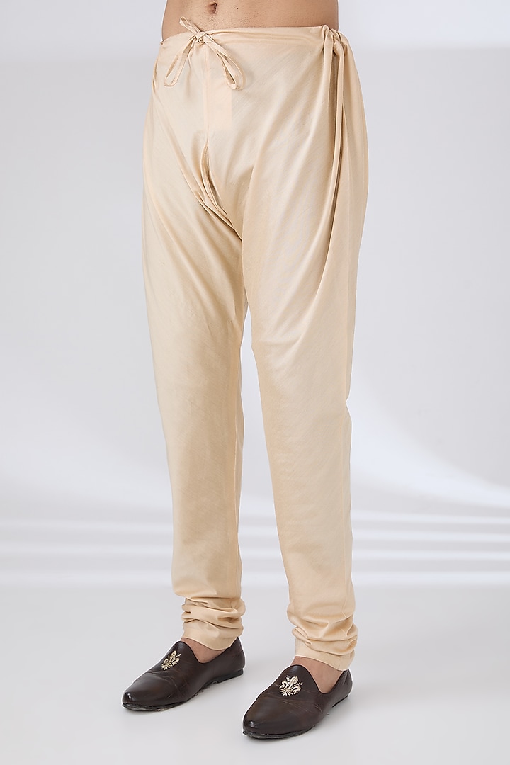 Beige Silk Embroidered Kurta Set by Vanshik at Pernia's Pop Up Shop