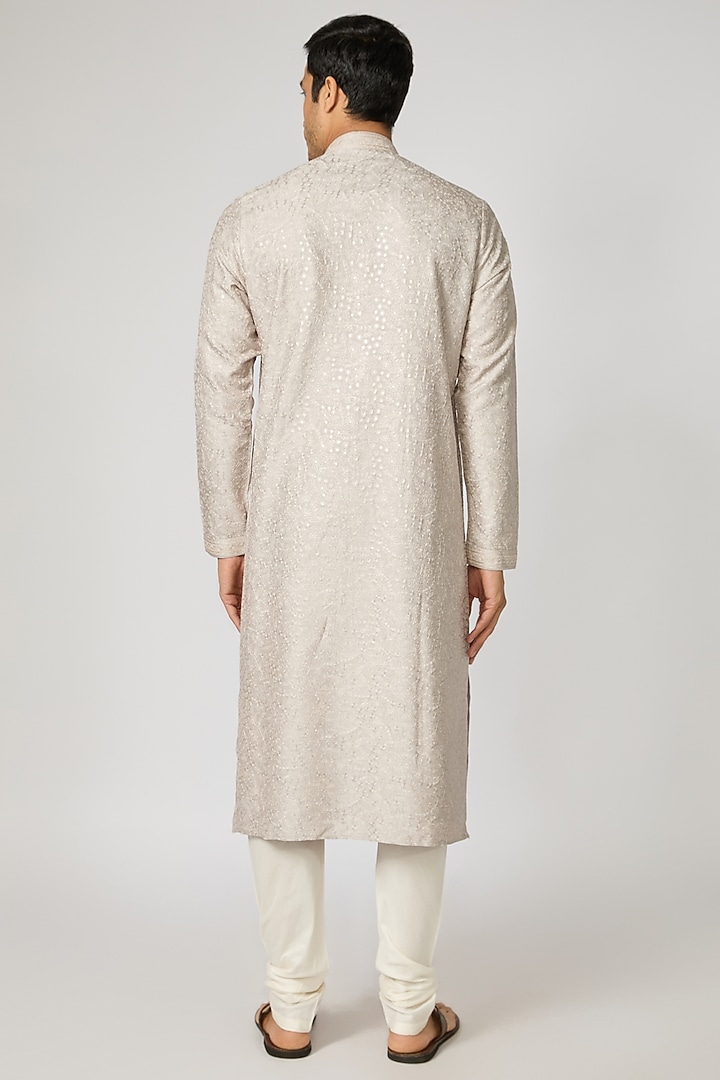 Grey Dupion Silk Sequins Work Kurta Set by Vanshik at Pernia's Pop Up Shop