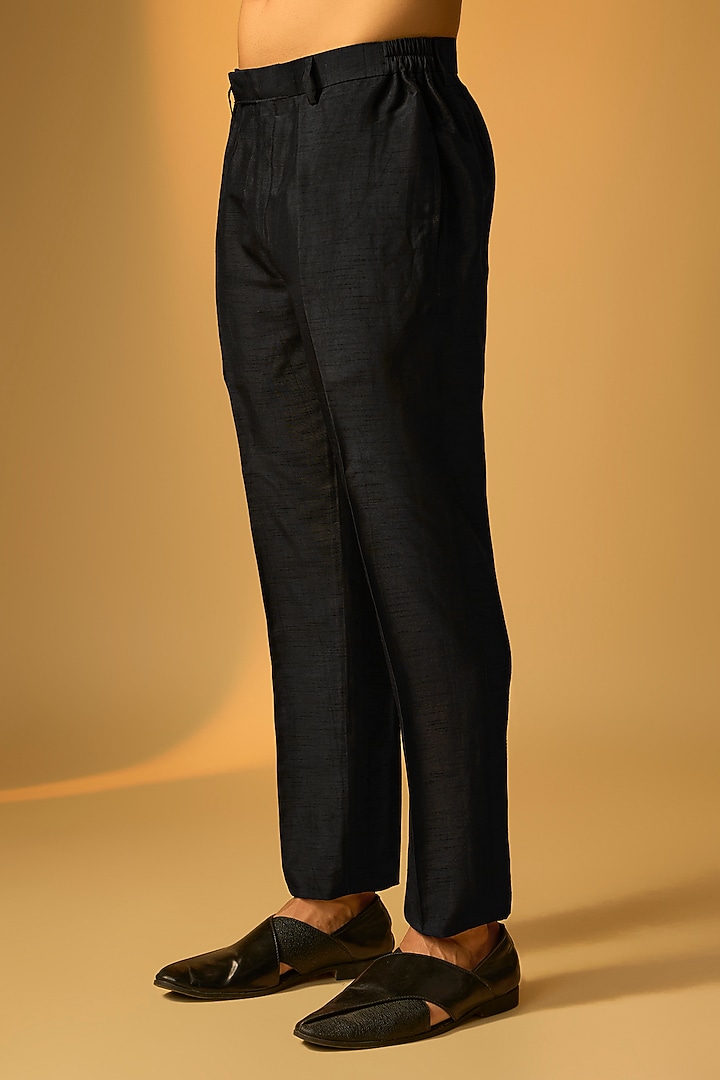 Black Silk Indo-Western Set by Vanshik at Pernia's Pop Up Shop