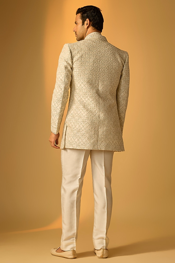 Ivory Silk Indo-Western Set by Vanshik at Pernia's Pop Up Shop