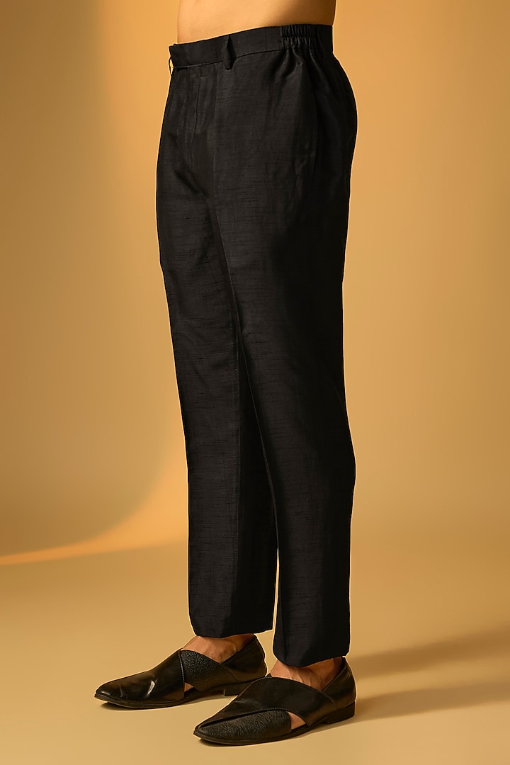 Black Silk Indo-Western Set by Vanshik at Pernia's Pop Up Shop