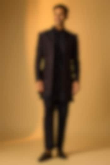 Blue Silk Indo-Western Set by Vanshik at Pernia's Pop Up Shop