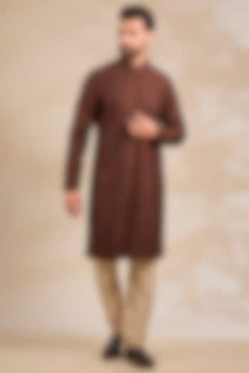 Brown Silk Kurta Set by Vanshik at Pernia's Pop Up Shop