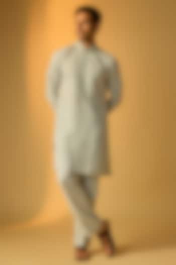 Mint Green Silk Kurta Set by Vanshik at Pernia's Pop Up Shop