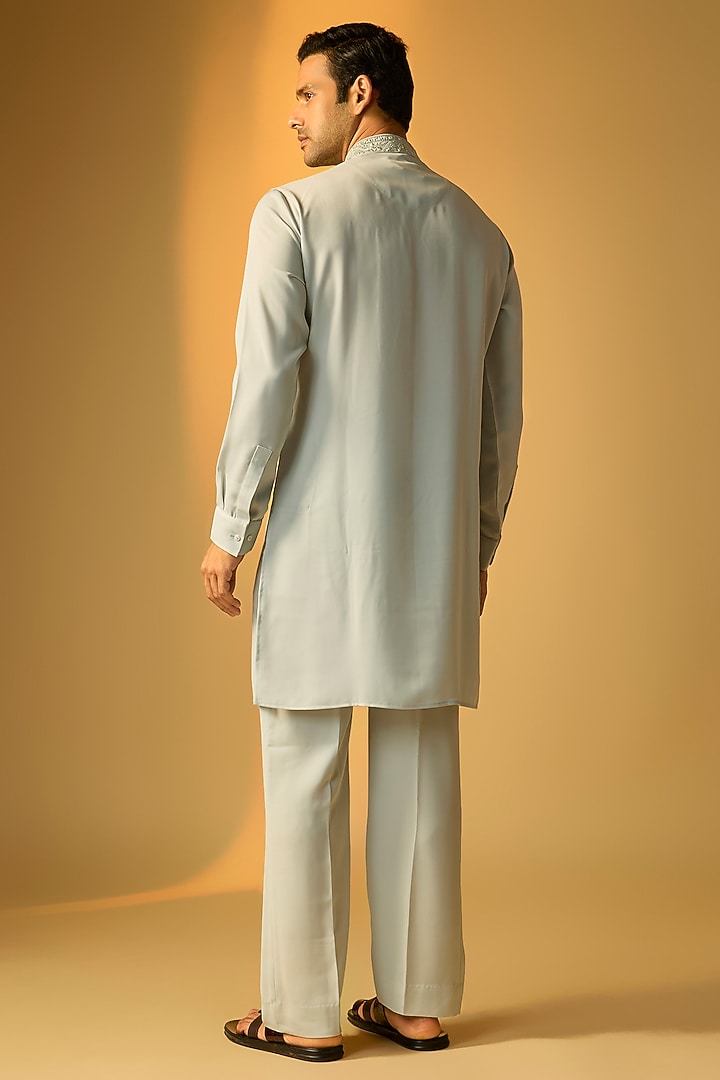 Mint Green Silk Kurta Set by Vanshik at Pernia's Pop Up Shop