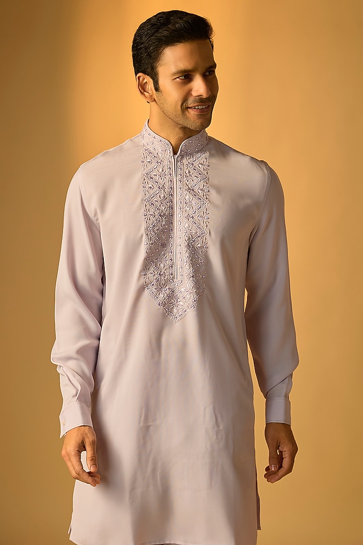 Blush Pink Silk Kurta Set by Vanshik at Pernia's Pop Up Shop