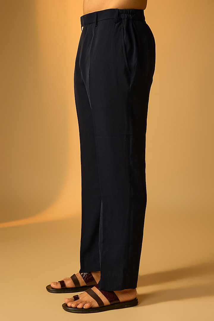 Navy Blue Silk Kurta Set by Vanshik at Pernia's Pop Up Shop