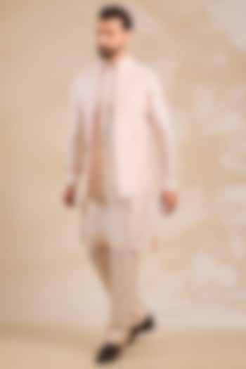 Blush Silk Bundi Jacket Set by Vanshik at Pernia's Pop Up Shop