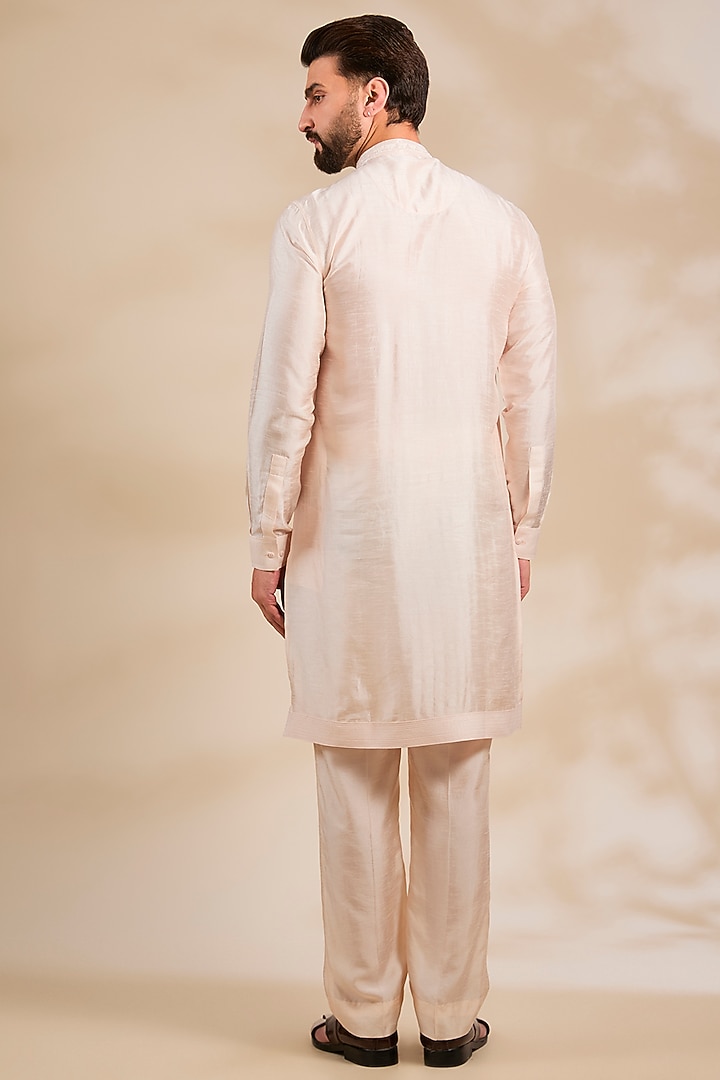 Blush Silk Bundi Jacket Set by Vanshik at Pernia's Pop Up Shop