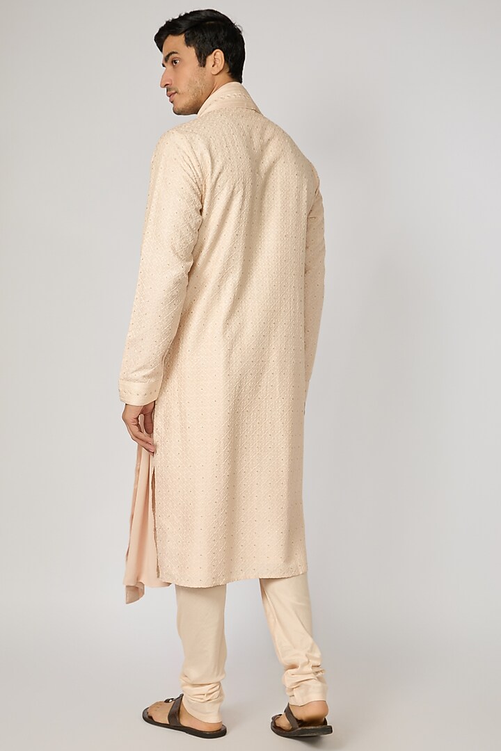 Blush Pink Dupion Silk Kurta Set by Vanshik at Pernia's Pop Up Shop
