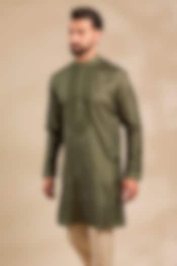 Olive Silk Kurta by Vanshik at Pernia's Pop Up Shop