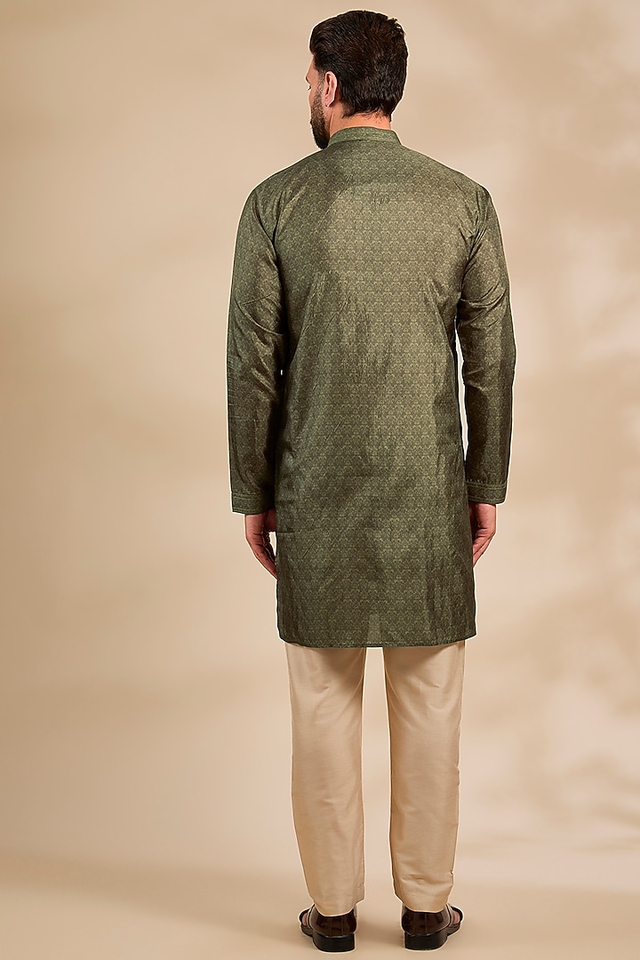 Olive Silk Kurta by Vanshik at Pernia's Pop Up Shop
