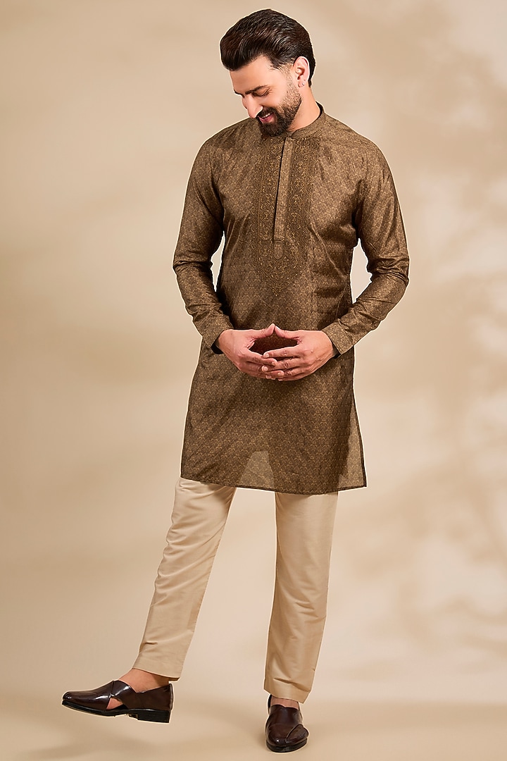 Brown Silk Kurta by Vanshik at Pernia's Pop Up Shop