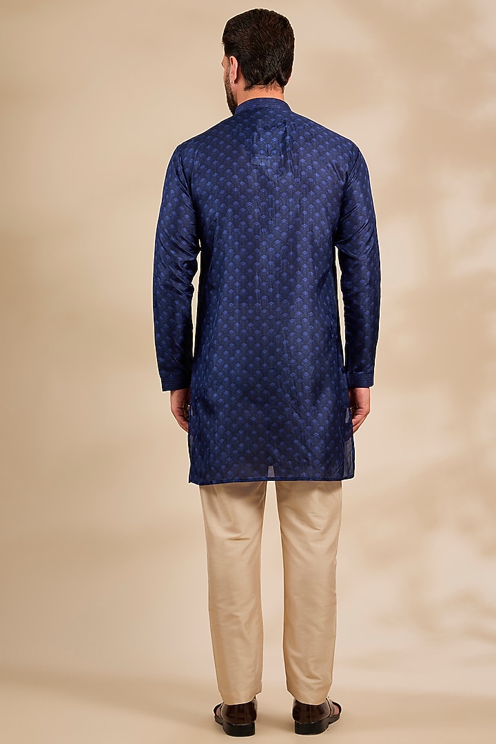 Navy Silk Kurta by Vanshik at Pernia's Pop Up Shop