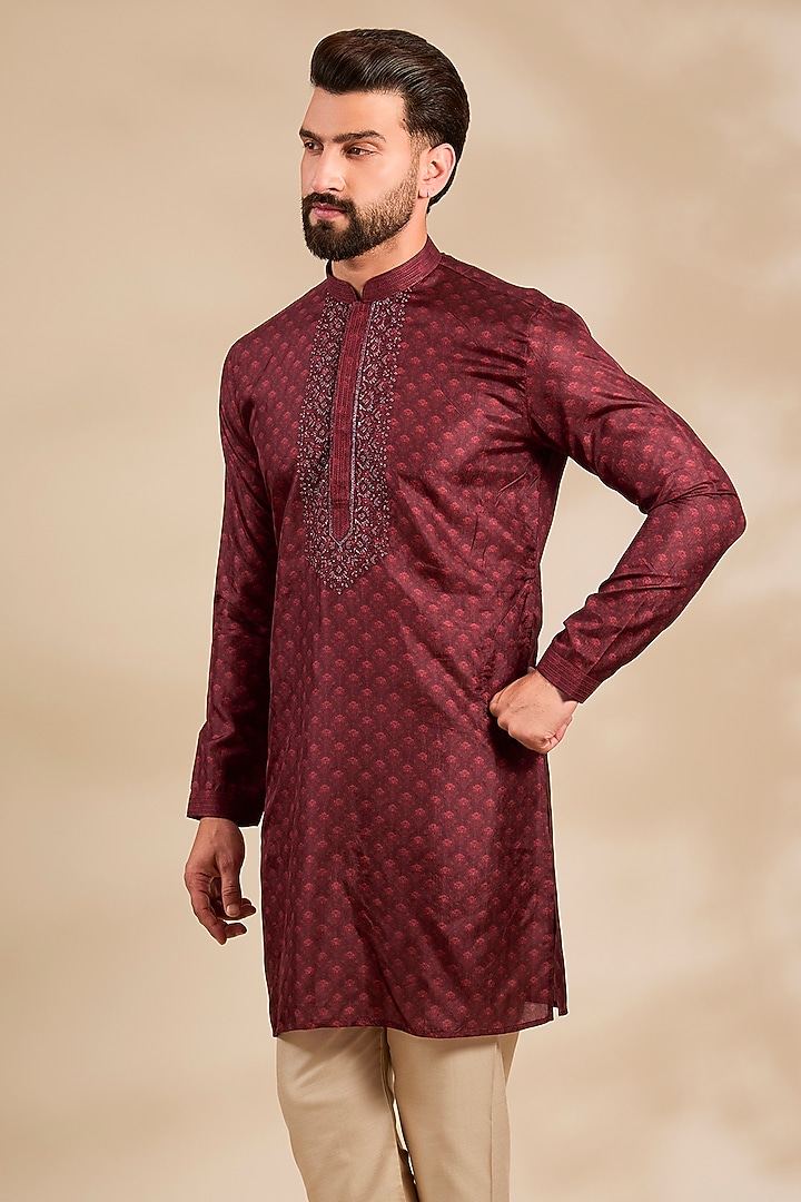 Maroon Silk Kurta by Vanshik at Pernia's Pop Up Shop