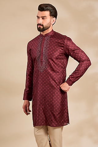 Maroon Silk Kurta by Vanshik