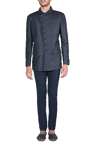 Black Embroidered Jodhpuri Jacket by Vanshik