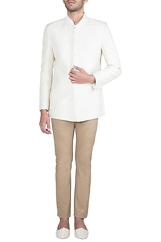 Cream Embroidered Jodhpuri Jacket by Vanshik