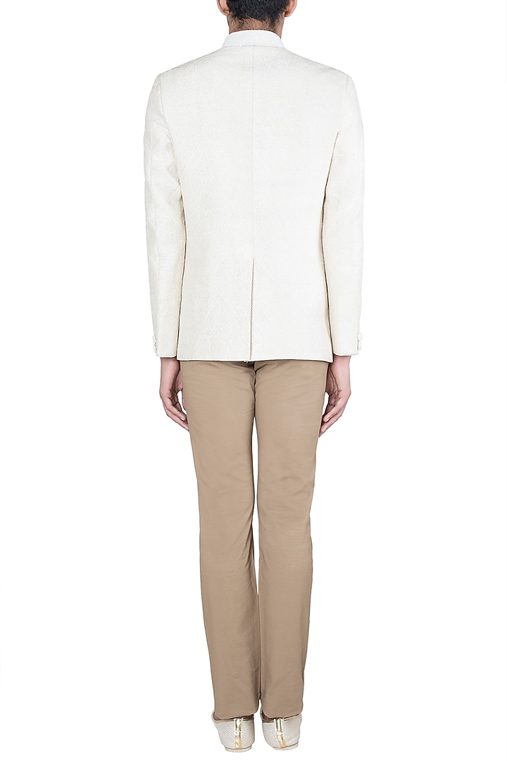 Cream Embroidered Jodhpuri Jacket by Vanshik at Pernia's Pop Up Shop