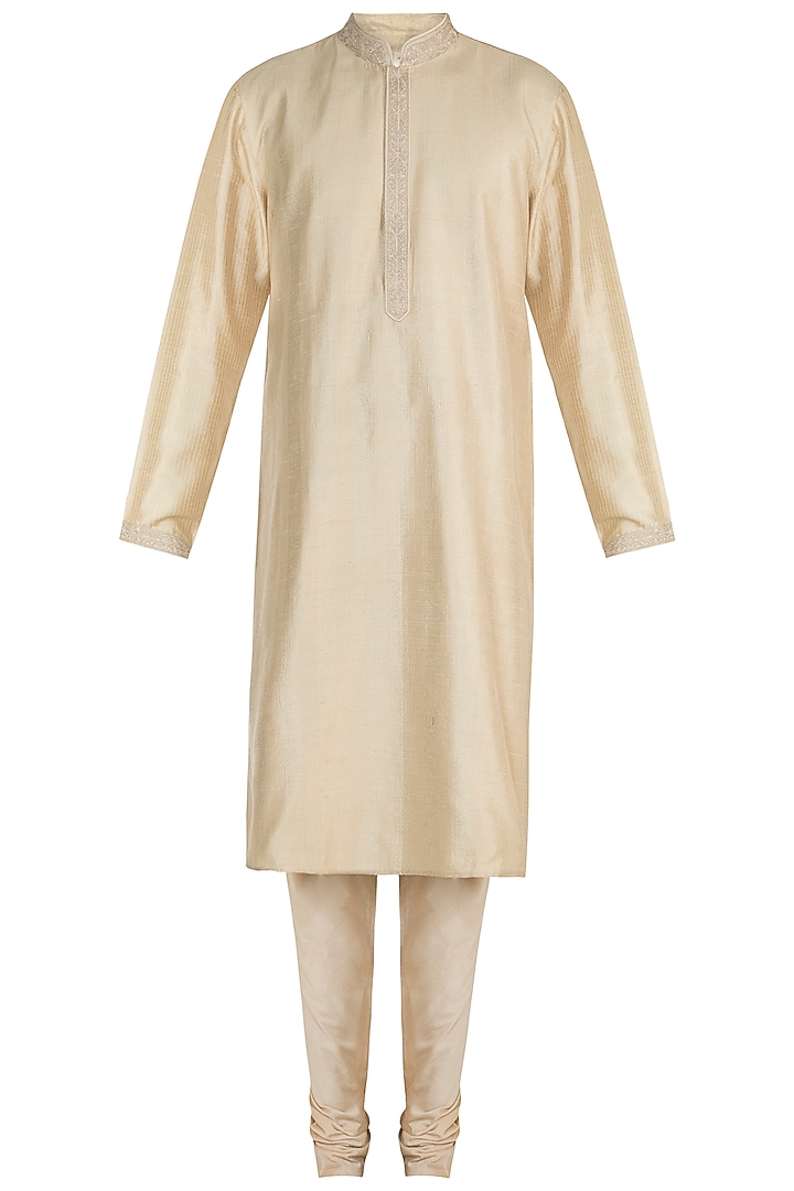 Gold Dhakai Stitched Kurta Set by Vanshik at Pernia's Pop Up Shop