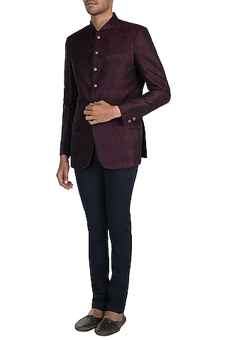 Wine Jodhpuri Jacket by Vanshik